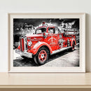 5D DIY Full Round Drill Fire Truck Diamond Painting Rhinestone Art Crafts Newly
