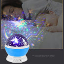 Rotary USB LED Night Light Star Projector Battery Child Bedroom Lamp (Blue)