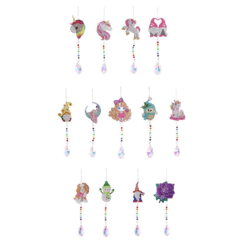 Diamond Drill Rainbow Collection Hang Crystal Prisms Wind Chime (Rose)