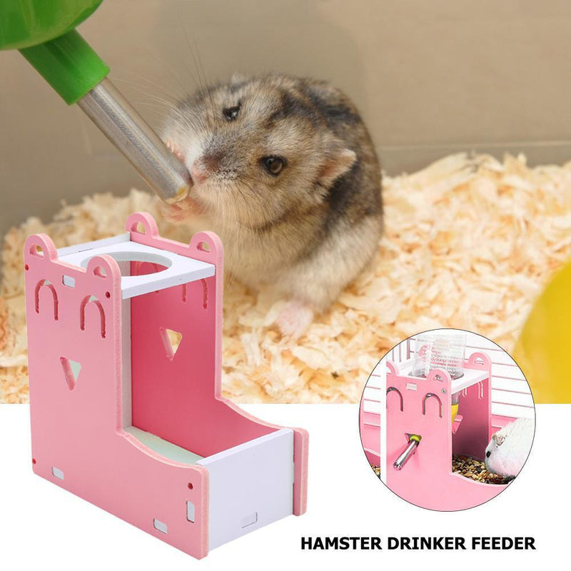 Hamster Automatic Water Fountain Drinker Food Feeder Playing Cage (Pink) Newly