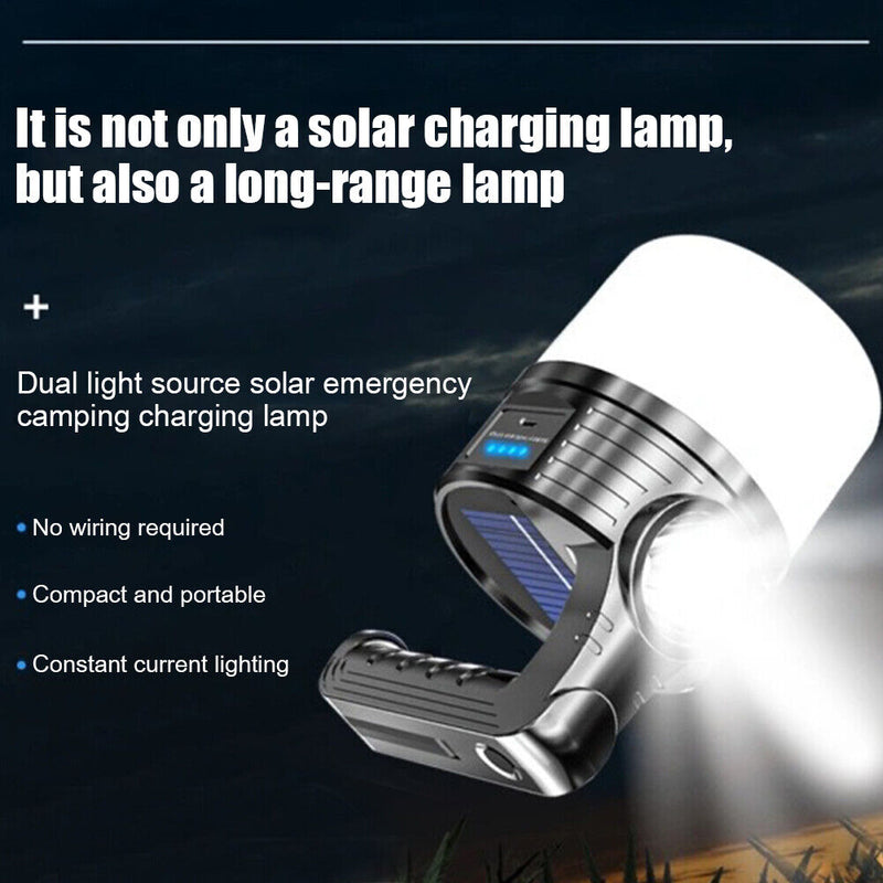Waterproof Solar Powered + USB Rechargeable 300lm LED Camping Tent Lanterns Bulb