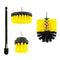 Drill Brush Attachment Set 2 3.5 4 inch Brushes + Extension Rod Kit Yellow Newly