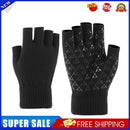 Cycling Anti-slip Half Finger Gloves Winter Warm Fingerless Mittens (Black)
