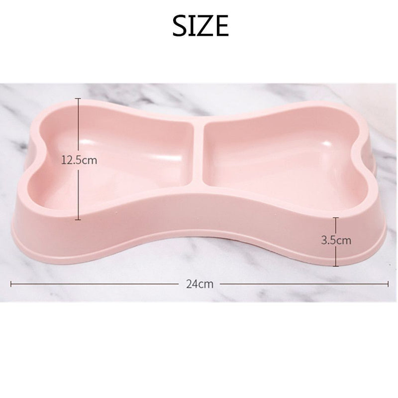 Dish Feeder Cat Puppy Bone Shape Cat Bowls Food Water Feeder Pet Double Bowls