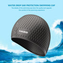 Waterproof Swimming Caps Women Men Silicone Ear Protection Swim Hat (Black)