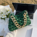 Fashion Pleated Women Shoulder Handbags Chain PU Leather Messenger Clutch Bag
