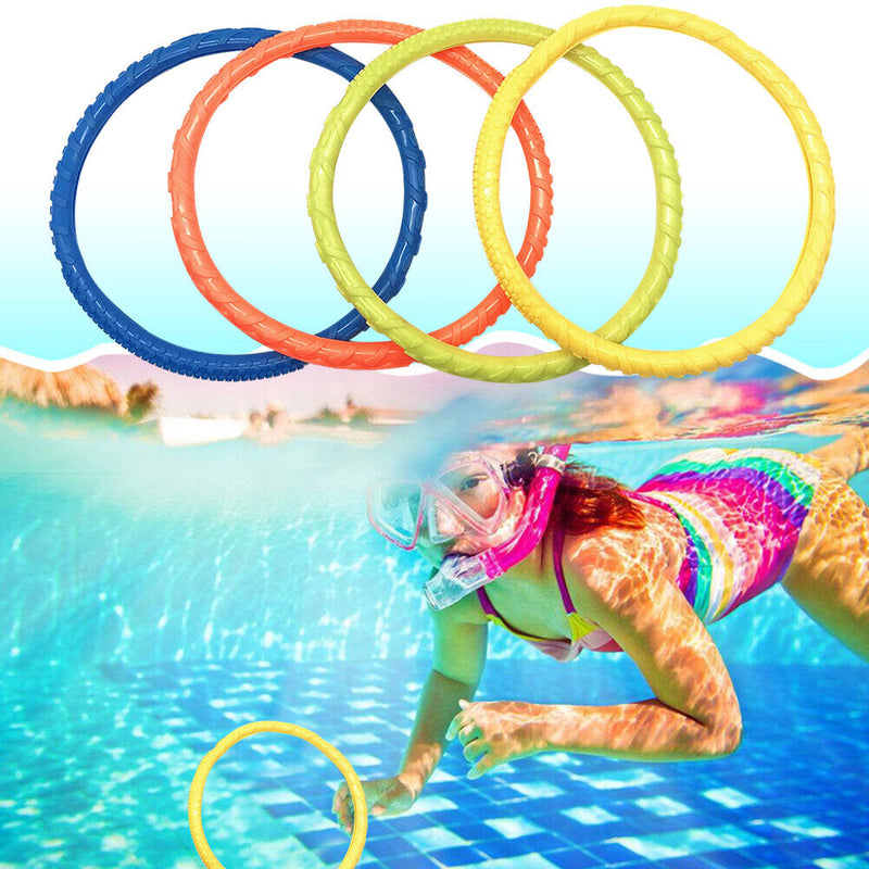 4pcs Throwing Toys Funny Underwater Training Kids Summer Diving Rings Water