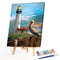Handpainted DIY Bird and Lighthouse Oil Paint by Numbers Pictures Craft Kit