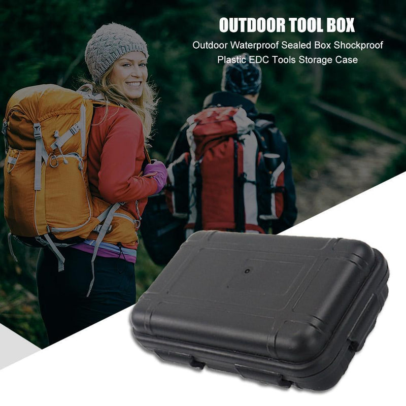 Outdoor Waterproof Sealed Box Shockproof EDC Tools Storage Case (Black M)