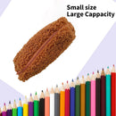 Stationery Storage Plush Pen Case Student School Pencil Organizer (Coffee) Newly
