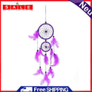 5pcs Double Ring Purple Feather Dream Catcher Wall Hanging