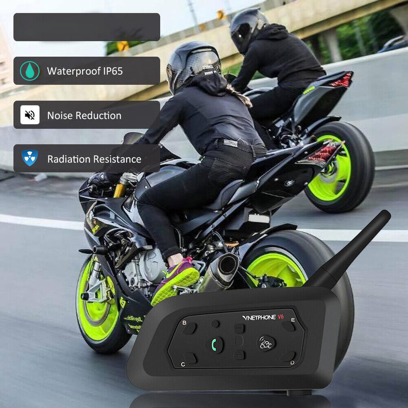 V6 1200M Motorcycle Bluetooth-compatible Helmet Headset Intercom Interphone