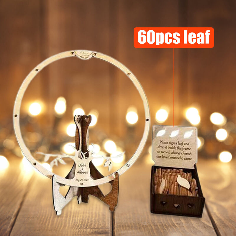 #A Wedding Guest Book Alternative Wooden Card Box 60 Wood Leaves for Reception