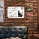 Home Weatherproof Retro Chic Cat Sign Iron Painting Wall Drawing Art Templates