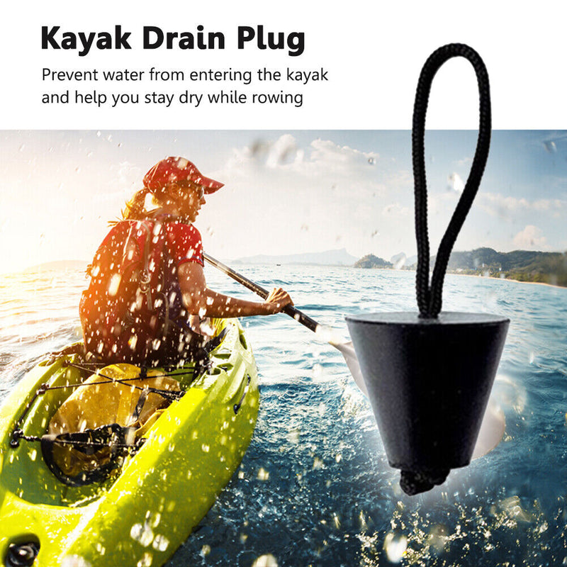 4x Kayak Canoe Boat Scupper Plugs Marine Dinghy Drain Holes Stopper (Black)