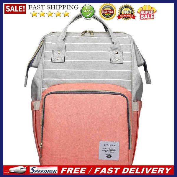 Stripe Backpack Mummy Maternity Diaper Bags Large Capacity Baby Care (Pink)