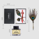 Retro Calligraphy Peafowl Quill Feather Dip Pen Writing Ink Set (Multicolor