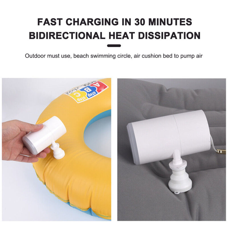 USB Mini Outdoor Inflatable Mat Air Pump Camping Emergency Lighting (White)