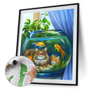 #A Cat Partial Oil Paint By Numbers Kit DIY Frameless Drawing Picture for Adul