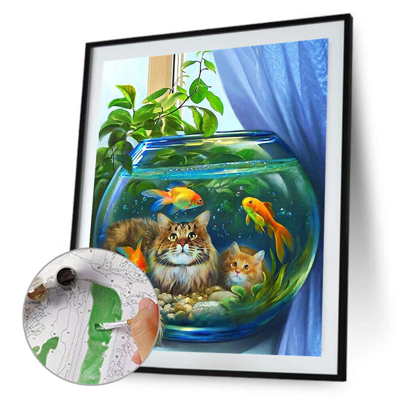 #A Cat Partial Oil Paint By Numbers Kit DIY Frameless Drawing Picture for Adul