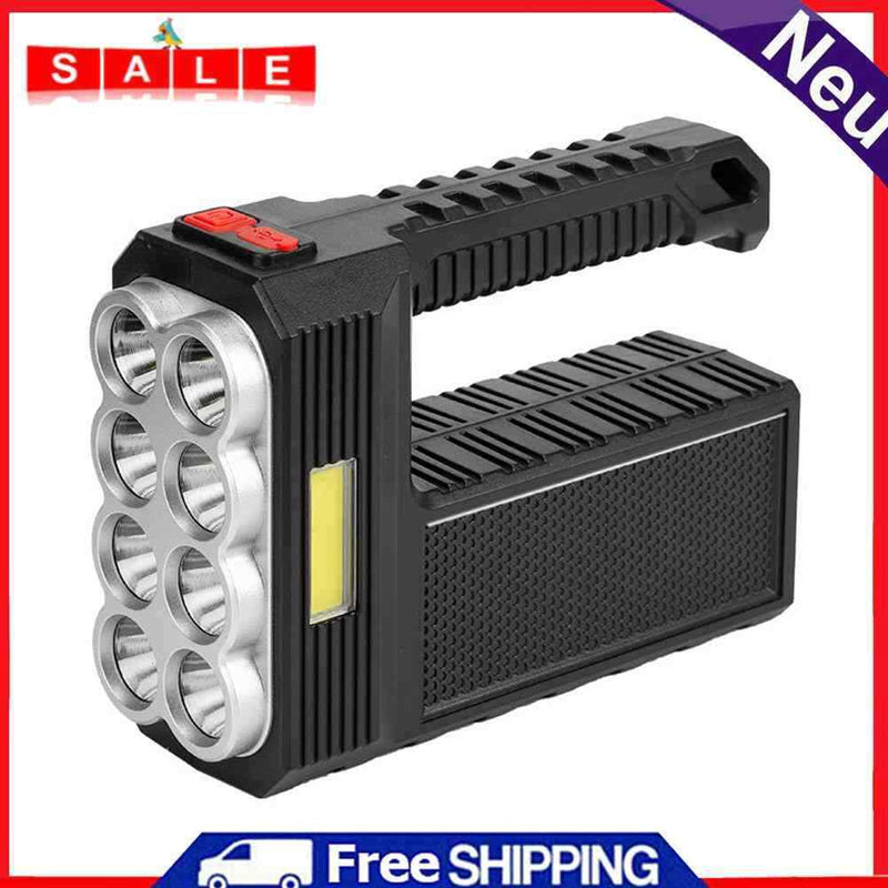 Solar Powered LED Flashlight USB Torch Camping Outdoor Household Hand Lamp Light