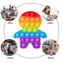 Silicone Push Bubble Fidget Anti Stress Autism Need Toys Rainbow (Human) Newly