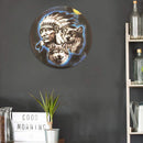 Round Metal Tin Sign Plaque Wall Old Man Wolf Posters Iron Art Painting