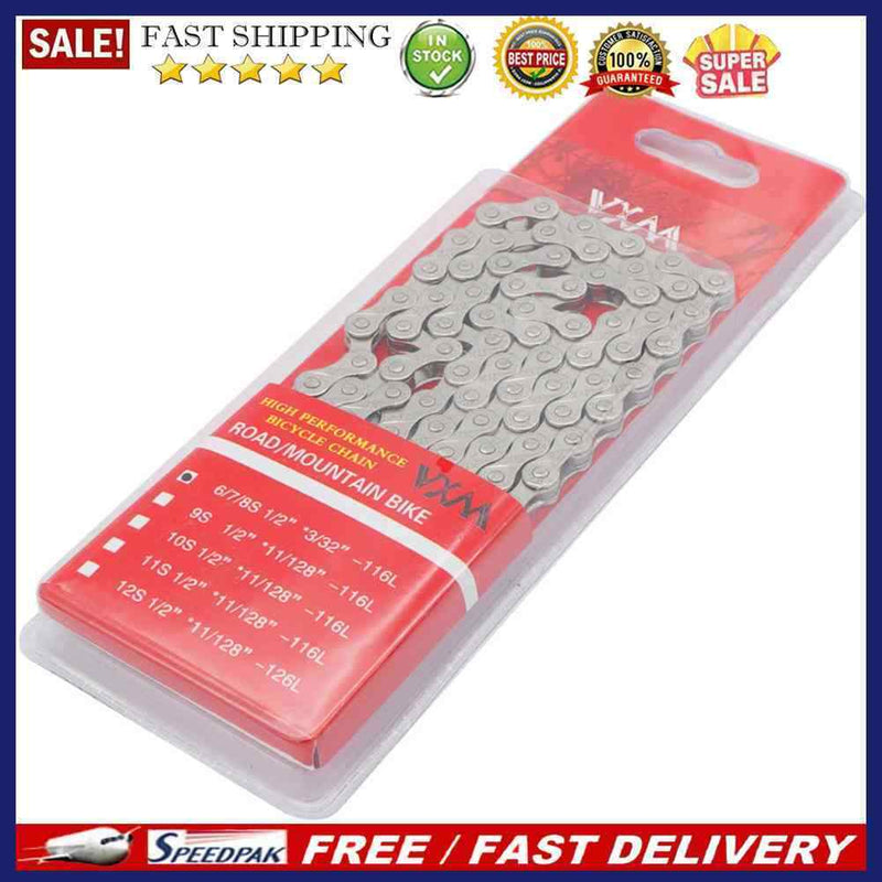 6 7 8 Speed Carbon Steel Chain 1/2 x 2/32 inch 116 Links for Mountain Road