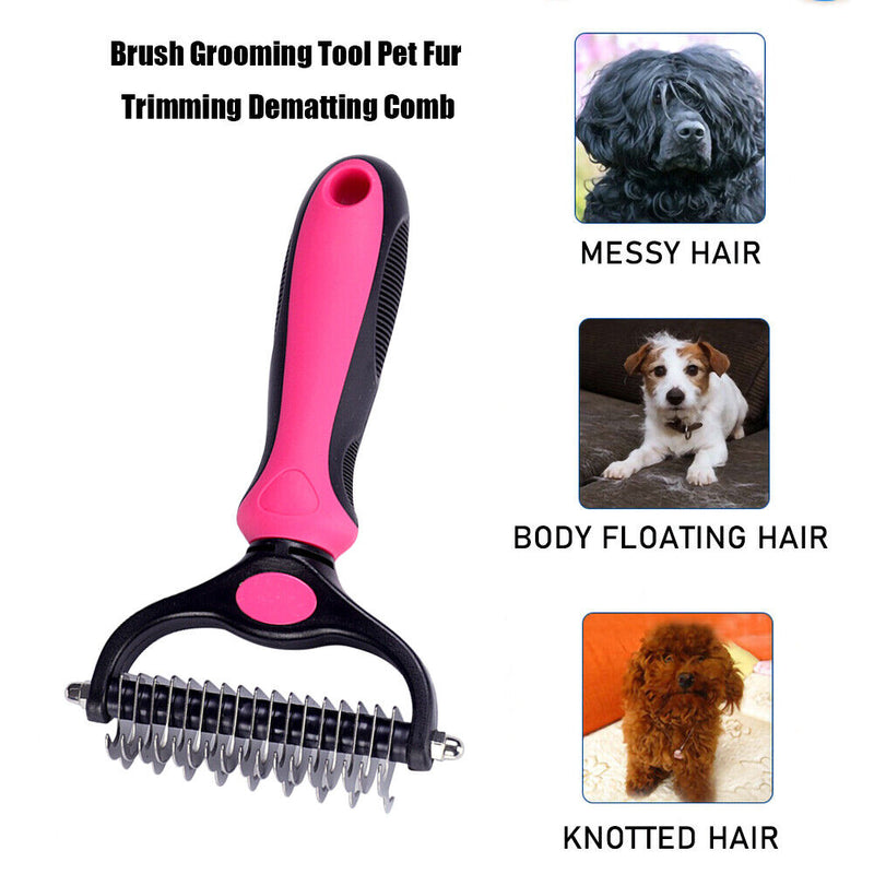 Brush Grooming Tool Pet Fur Trimming Dematting Comb (Double Side Red B) Newly