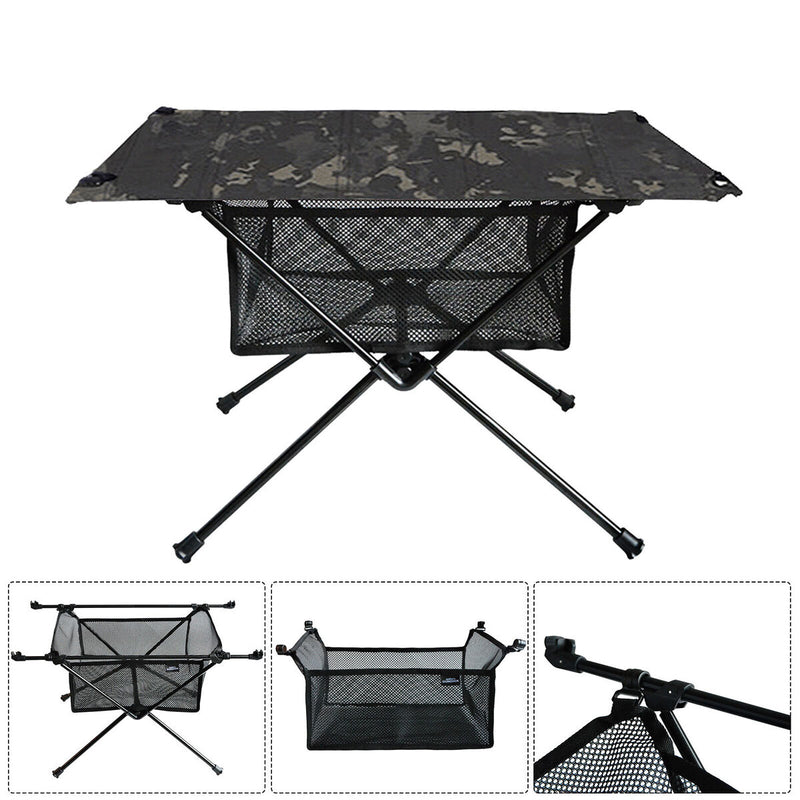Outdoor Folding Table Net Pocket Coat Oxford Cloth Desk (Black Camouflage) Newly