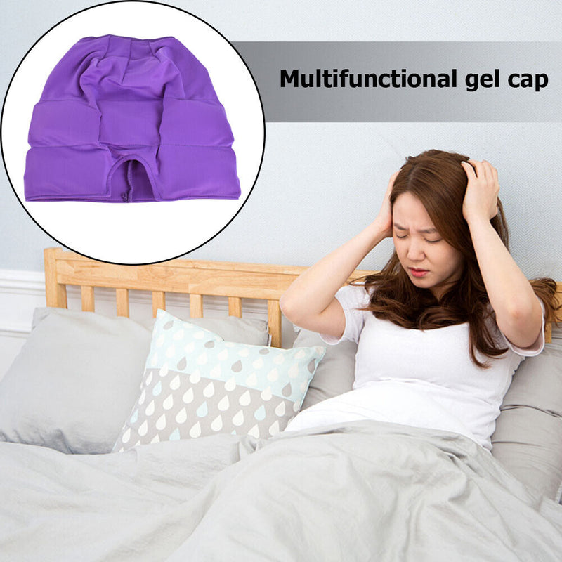 Gel Headache Migraine Relief Hat Cold Therapy Head Massager Ice Cap Stress Re