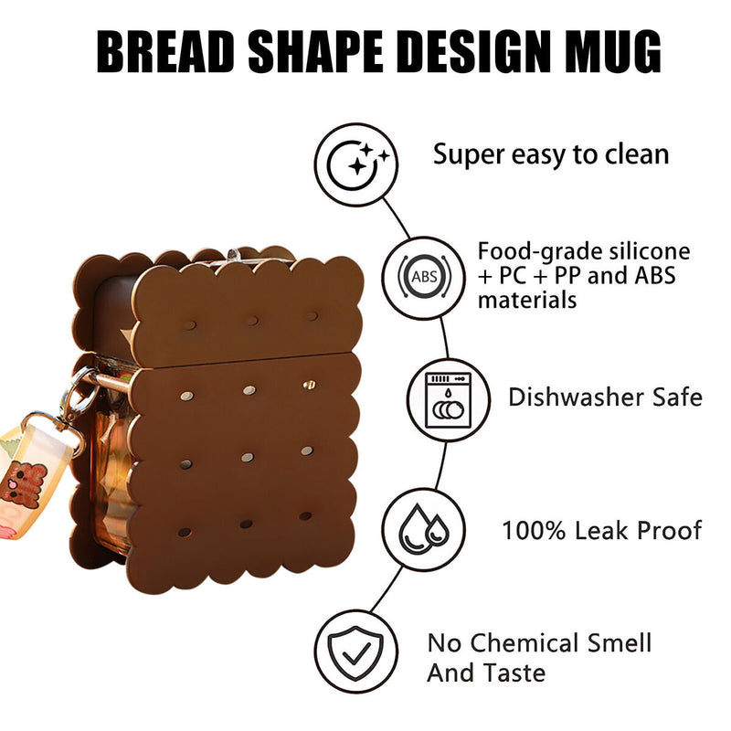 Biscuit Shape Designed Water Cup - Reusable Bottles Straw Design (Coffee)