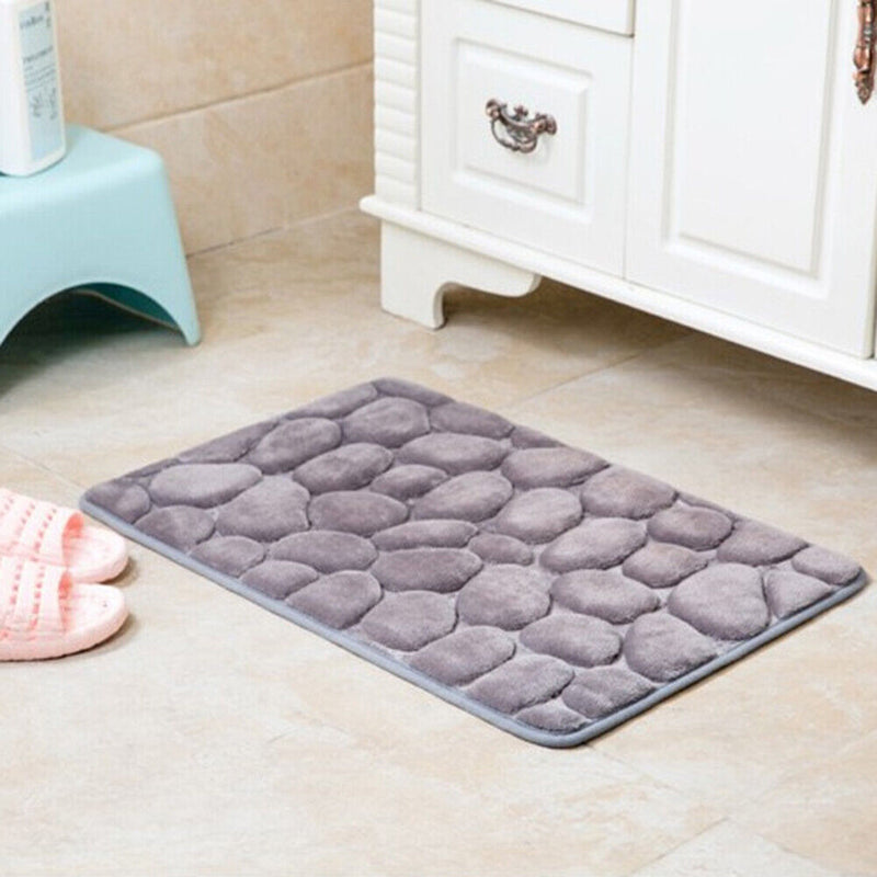 Home Bath Mat Cobblestone Embossed Bathroom Non-slip Carpet Rug Toilet Floor Mat