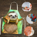 Home Sloth Printed Aprons Waterproof Linen Oil-proof Apron (82x68cm)