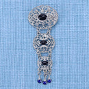 Women Retro Hollow Geometric Shape Rhinestone Imitation Gem Brooch (2)