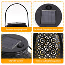 Solar Lanterns - Hollowed Flower Wrought Iron Decor Lanterns Light (Black) Newly