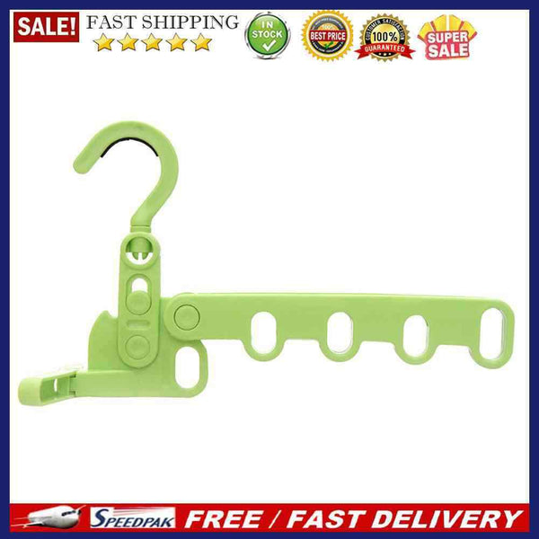 Multifunctional Foldable 5 Holes Drying Rack Clothes Hanger Hook (Green)