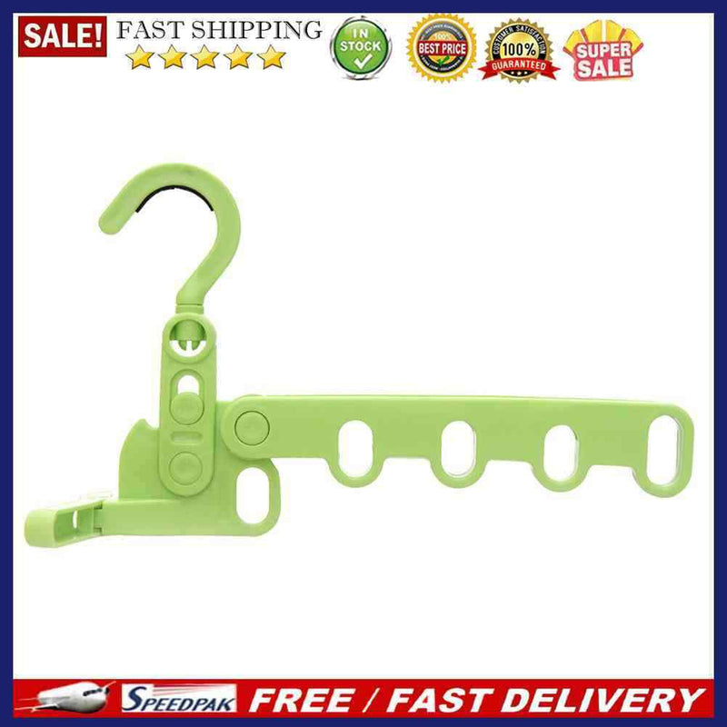 Multifunctional Foldable 5 Holes Drying Rack Clothes Hanger Hook (Green)