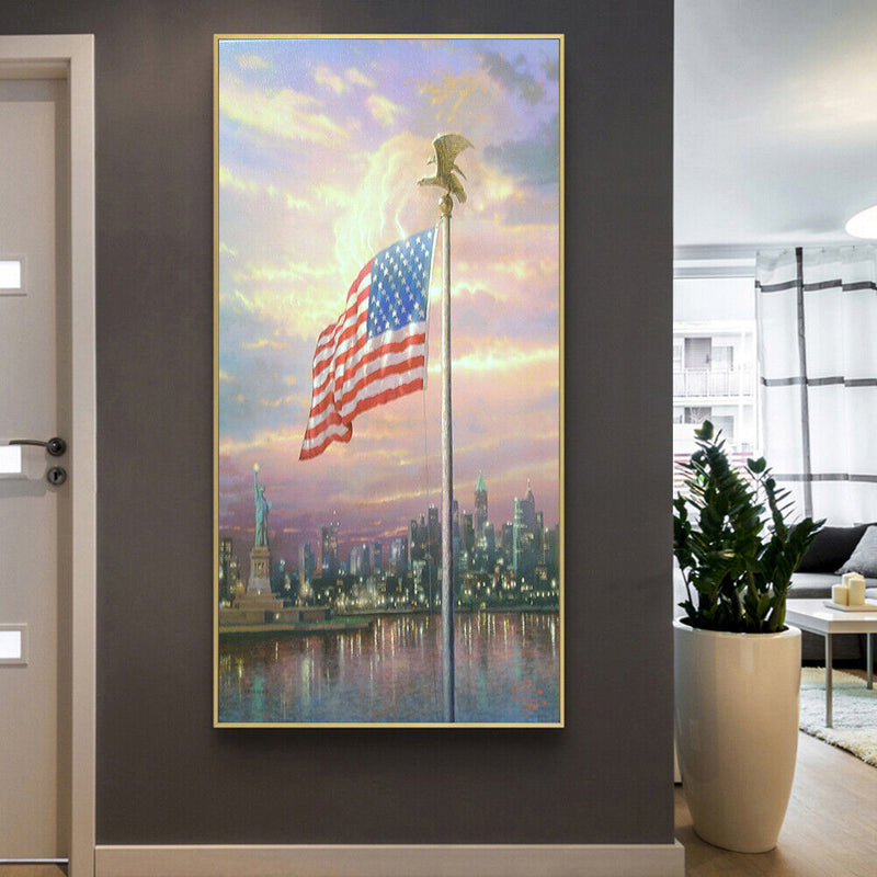 Diamond Painting Full Round Drill American Flag Rhinestone Modern Handmade Cr