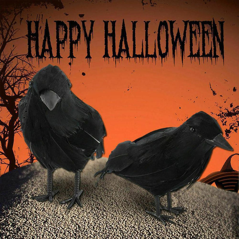 Halloween Stuffed Feather Crow Bird Black Ravens Fancy Prop Decor Home C9M2