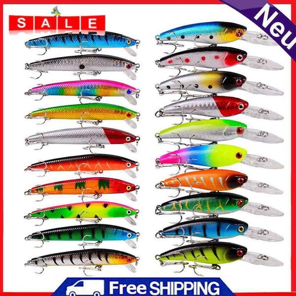 20pcs Minnow 8g 9.5cm 9cm Lures Crankbait Artificial Wobbler Fishing Bait Tackle