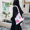 Fashion Women Love Print Plush Messenger Bag Autumn Winter Handbags (Pink)