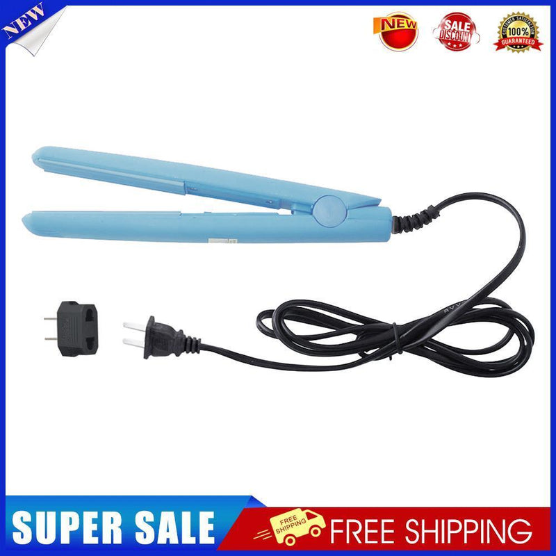 Mini Hair Straightener Flat Iron Curler  Ceramic Tourmaline Plates(Blue)