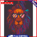 Painting By Numbers Kit DIY Glasses Lion Hand Painted Canvas Oil Art Picture