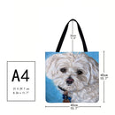 White Dog Printed Shoulder Shopping Bag Casual Large Dead Handbag