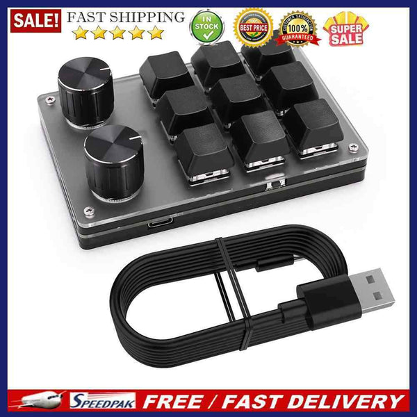 Macro Gaming Keyboard Knob 9 Key 2 Knob Programming One-handed Mechanical Keypad