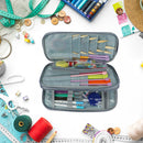 Yarns Crochet Hook Tool Storage Bag Knitting Needle Organizer (Grey Flower)