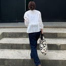 Letters Pattern Print Retro Top-handle Handbag Women Large Canvas Shopping Bags
