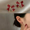 Women Gifts Hoop Rhinestone Dangle Red Bow Earrings Stud Jewelry Zircon