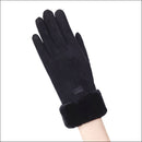 Fashion Women Cute Suede Gloves Autumn Winter Thickened Warm Full Finger Center